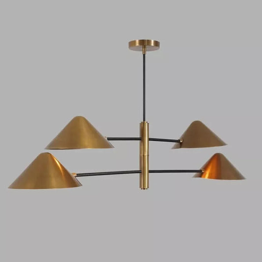 Stilnovo Style 4-Light Brass Cone Shade Sputnik Chandelier