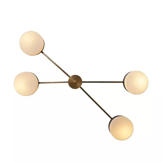 Mid-Century Modern Chandelier 4-Light Brass Sputnik Ceiling Lamp