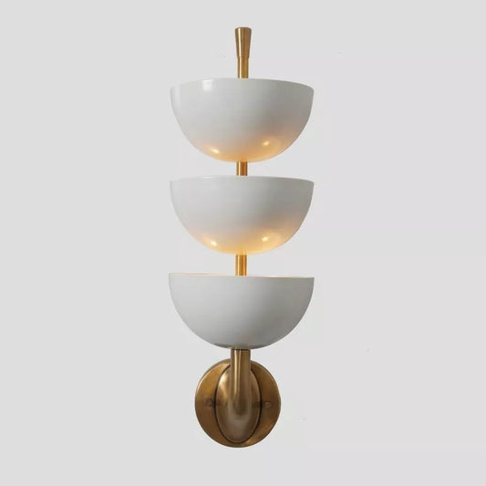 Classic Stilnovo Brass Wall Sconce "Stilnovo brass wall sconce with painted metal shades and brass supports."