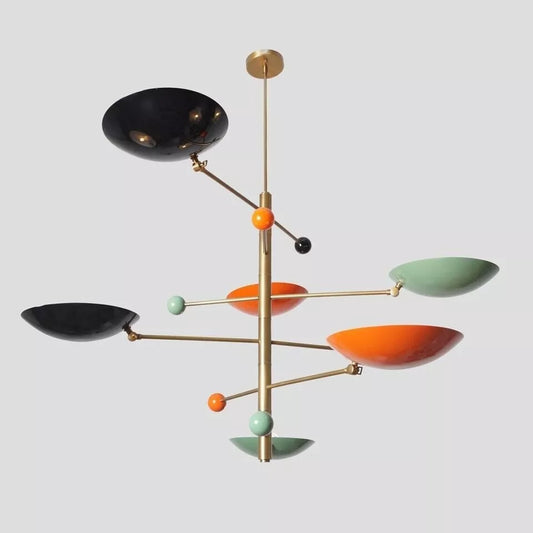 Stilnovo Style Brass Sputnik Chandelier with 6 Lights