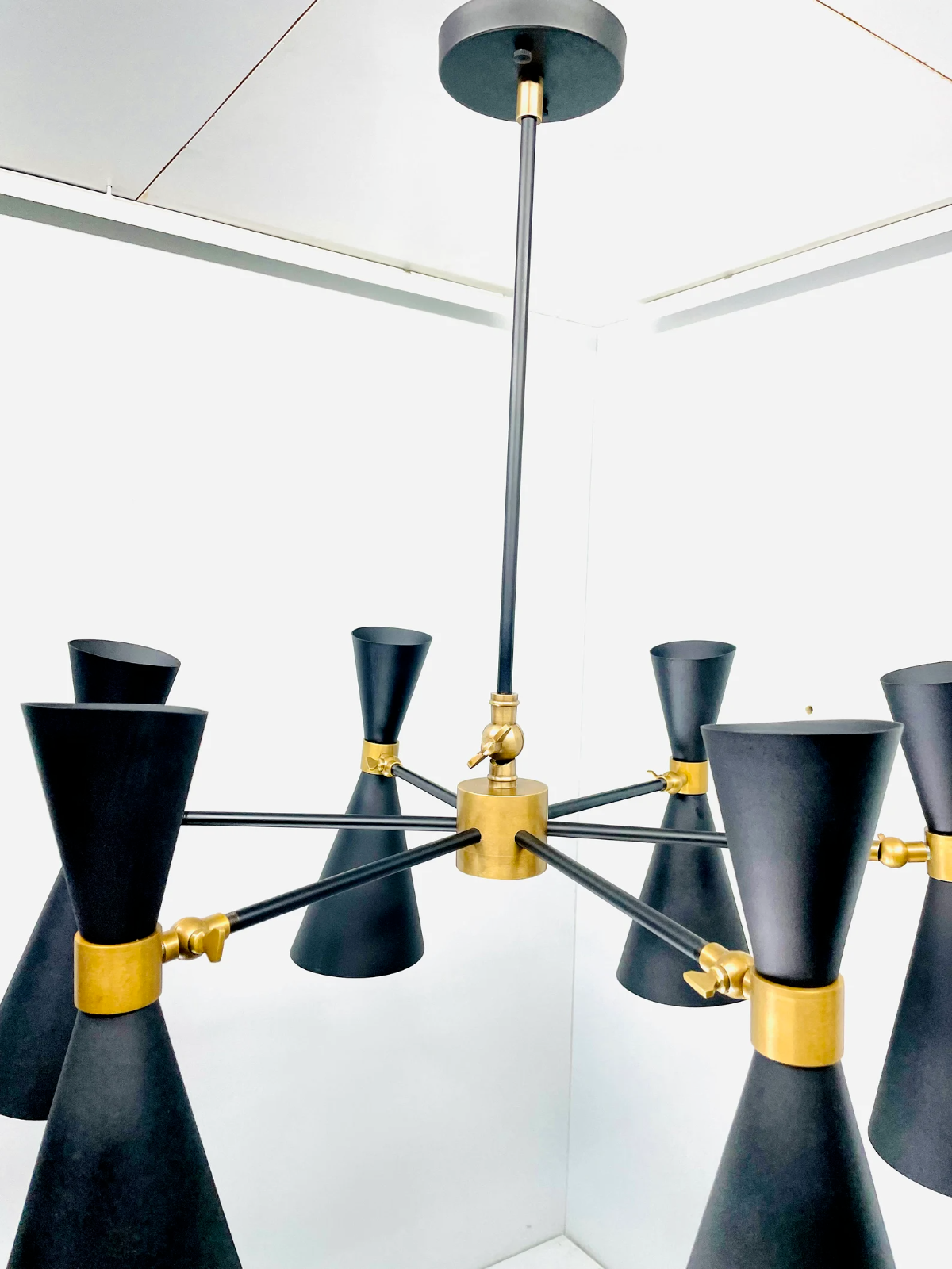 Handmade Raw Brass Sputnik Chandelier | Mid Century Modern Stilnovo Lighting
