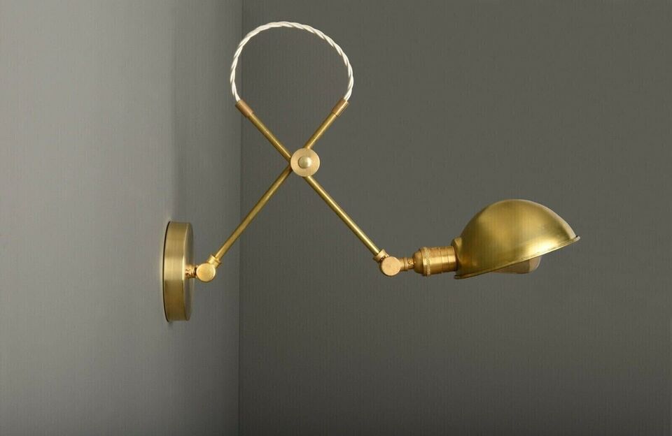 industrial Brass Swing Arm Wall Sconce Metal Adjustable Wall Light Fixture Lamp