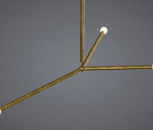 3 Arms Modern Raw Brass Sputnik Pendant Chandelier Light Fixture for Ceiling