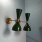 1950's Mid Century Brass Italian Diabolo Wall Sconce Light Fixture - 2 Bulb Pair